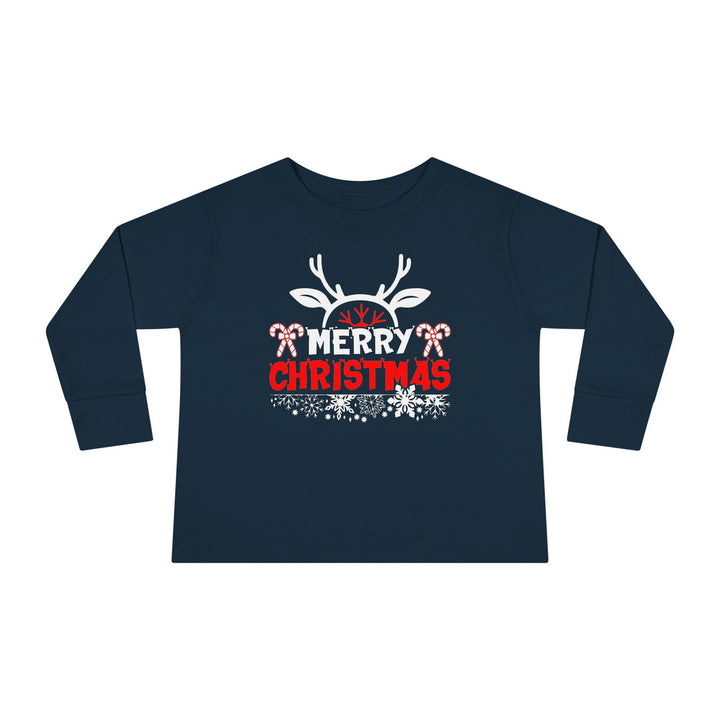 Merry Christmas Antlers - Toddler Long Sleeve Tee