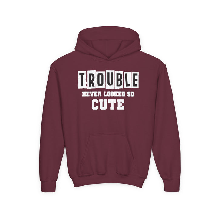 Trouble Never Looked So Cute - Youth Heavy Blend Hooded Sweatshirt