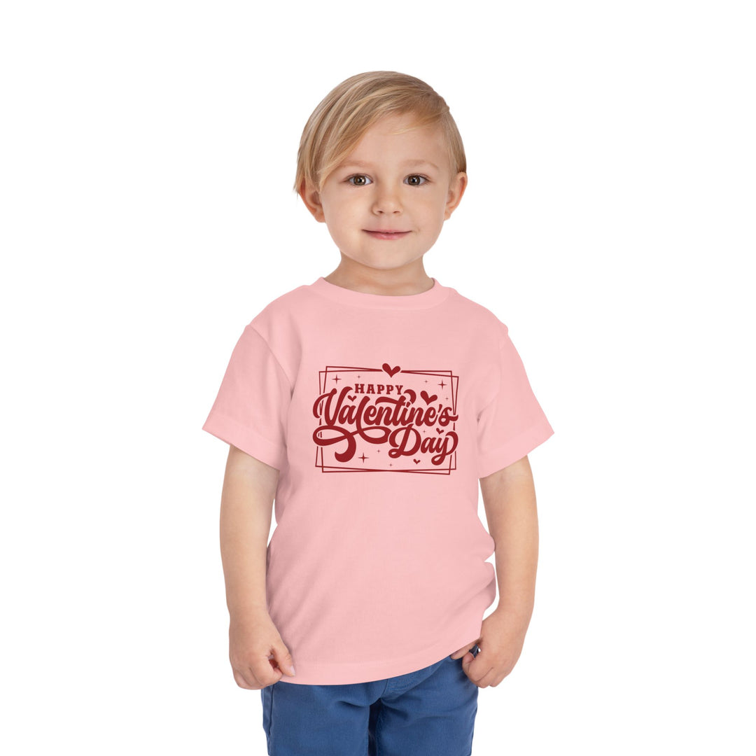 Happy Valentine's Day W/Hearts - Toddler Short Sleeve Tee