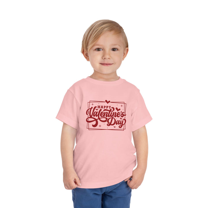 Happy Valentine's Day W/Hearts - Toddler Short Sleeve Tee