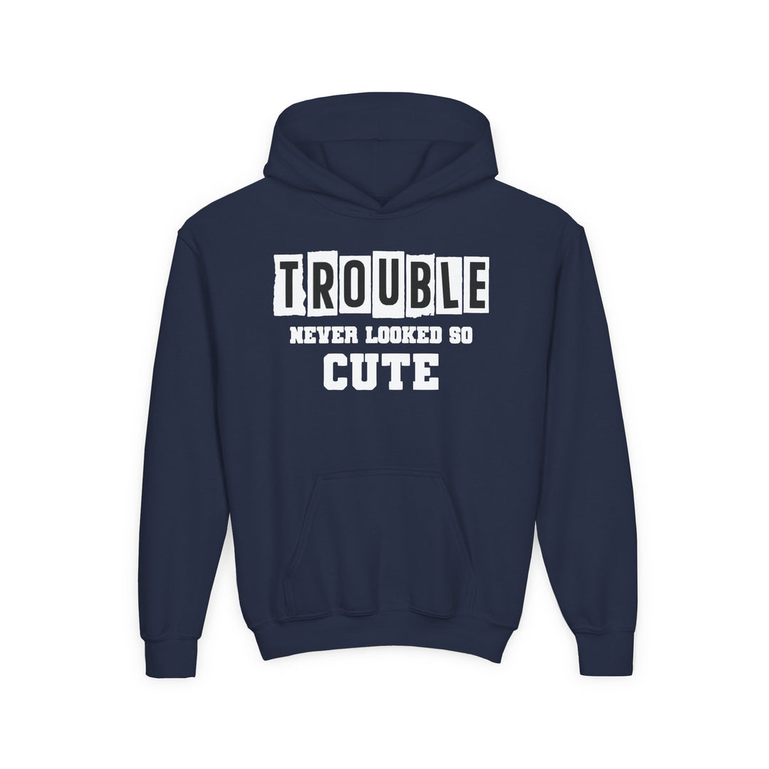 Trouble Never Looked So Cute - Youth Heavy Blend Hooded Sweatshirt