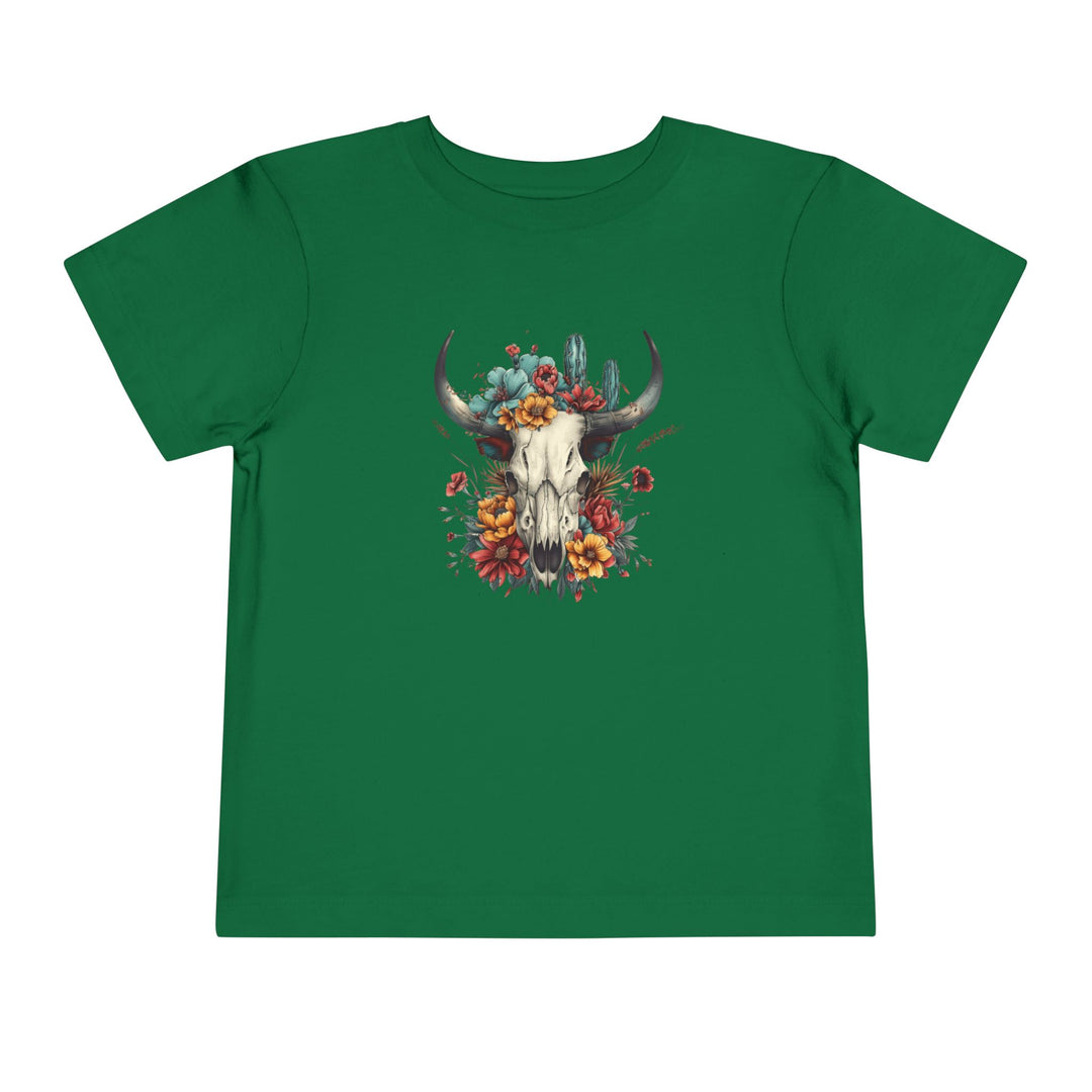 Bright And Flowery Skull - Toddler Short Sleeve Tee