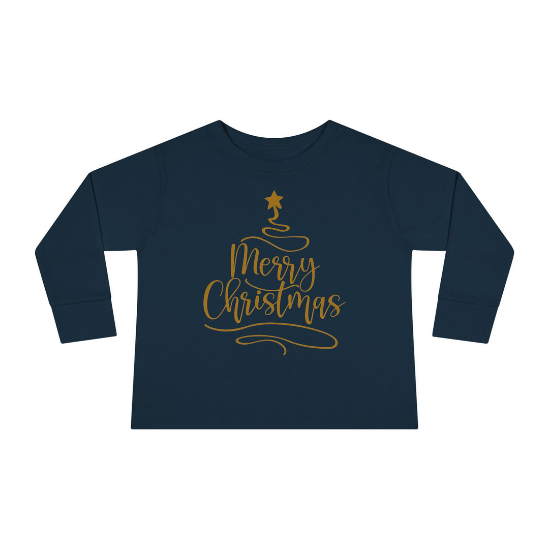 Merry Christmas Gold Tree - Toddler Long Sleeve Tee