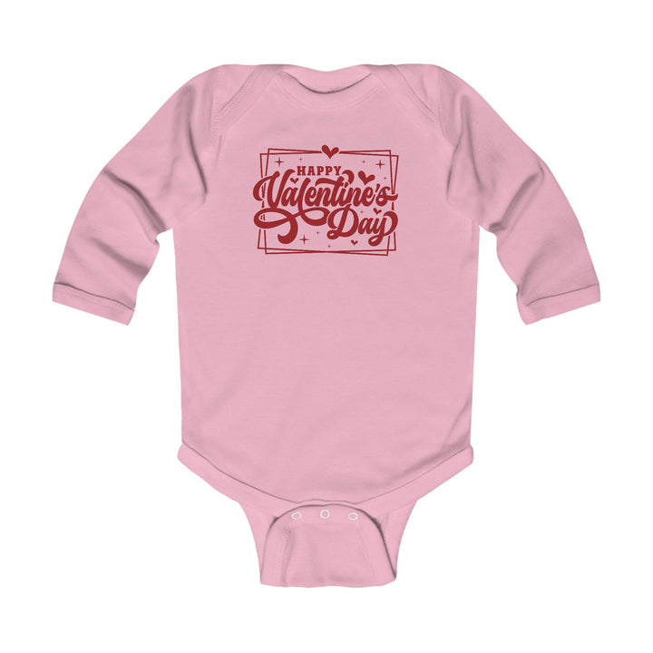 Happy Valentine's Day W/Hearts - Infant Long Sleeve Bodysuit