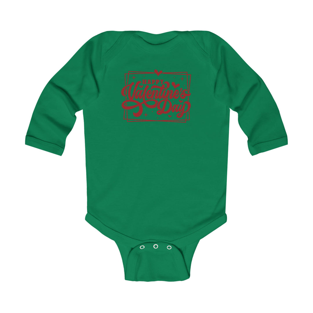 Happy Valentine's Day W/Hearts - Infant Long Sleeve Bodysuit