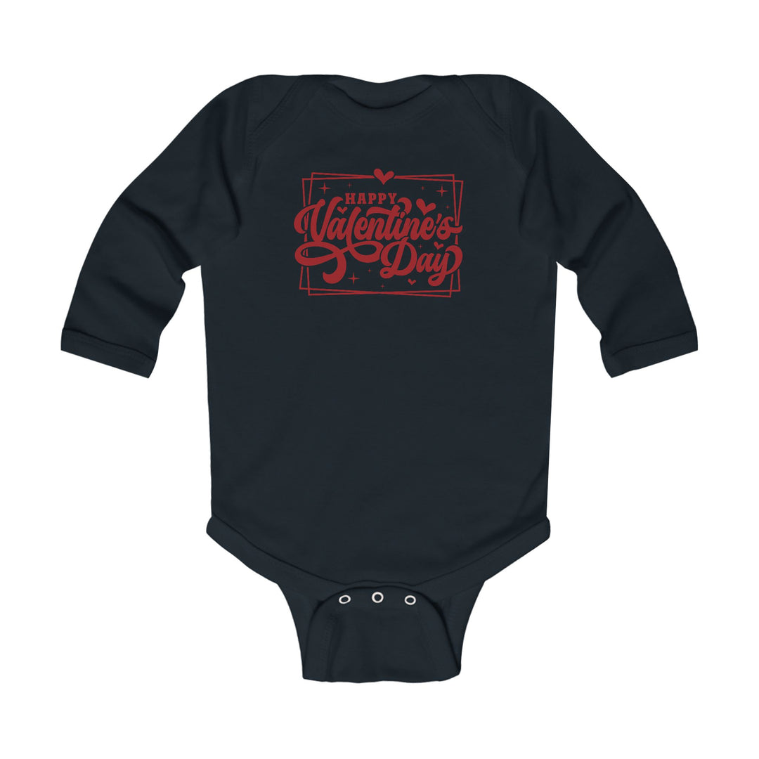 Happy Valentine's Day W/Hearts - Infant Long Sleeve Bodysuit