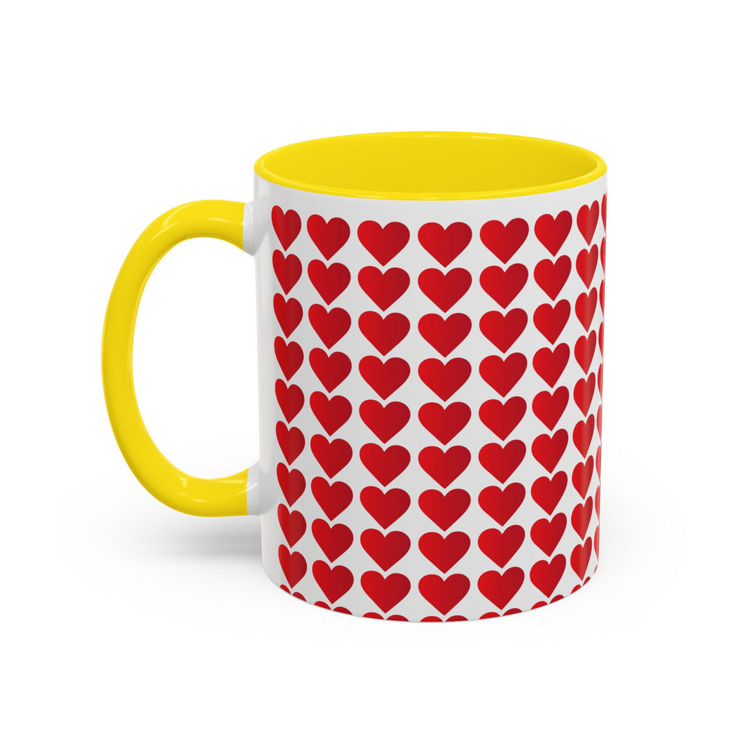 Red Valentine Hearts - Accent Coffee Mug (11, 15oz)