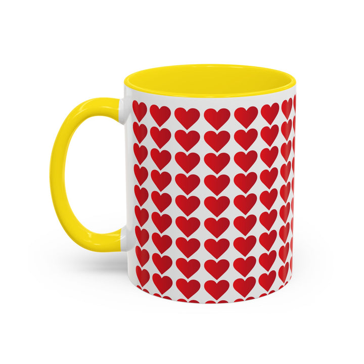 Red Valentine Hearts - Accent Coffee Mug (11, 15oz)