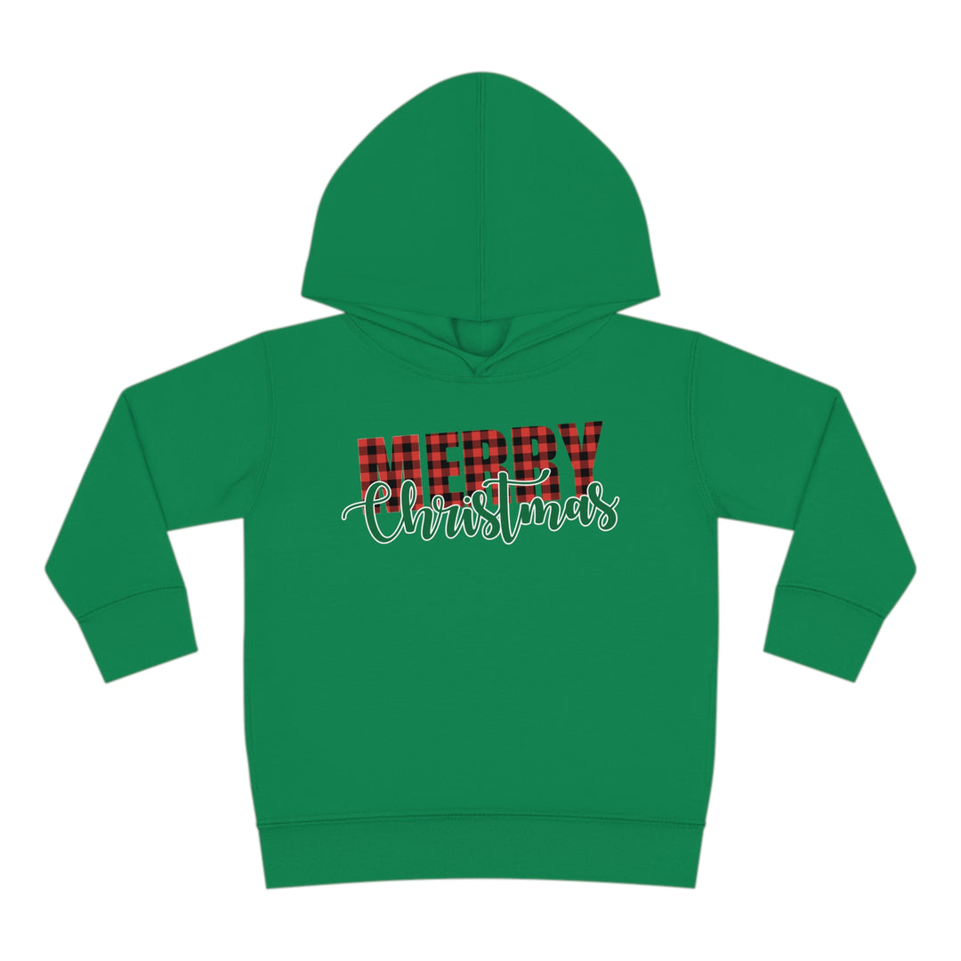 Merry Christmas Buffalo Plaid - Toddler Pullover Fleece Hoodie