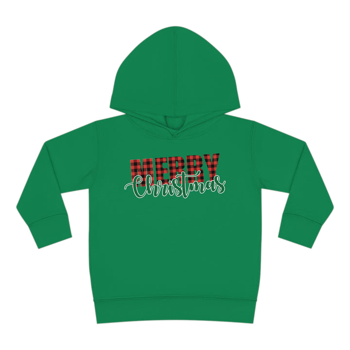 Merry Christmas Buffalo Plaid - Toddler Pullover Fleece Hoodie