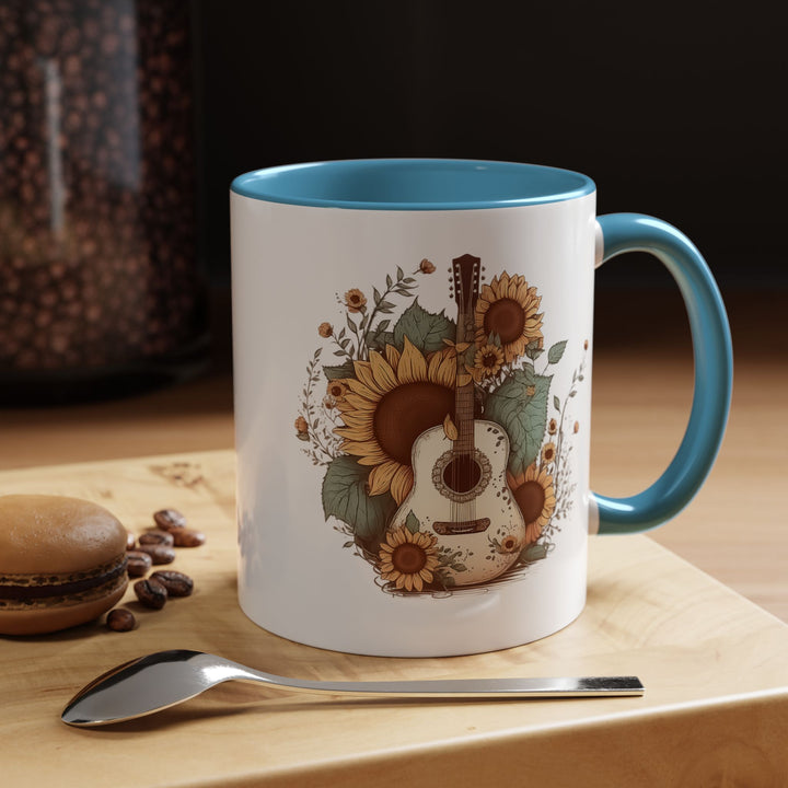 Sunflower Guitar - Accent Coffee Mug (11, 15oz)