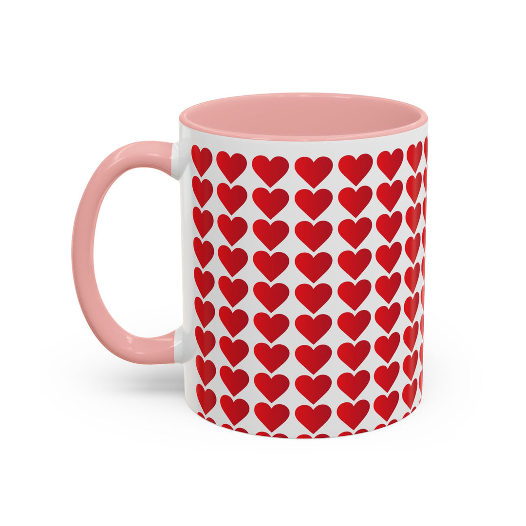Red Valentine Hearts - Accent Coffee Mug (11, 15oz)