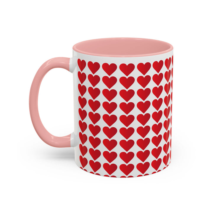Red Valentine Hearts - Accent Coffee Mug (11, 15oz)