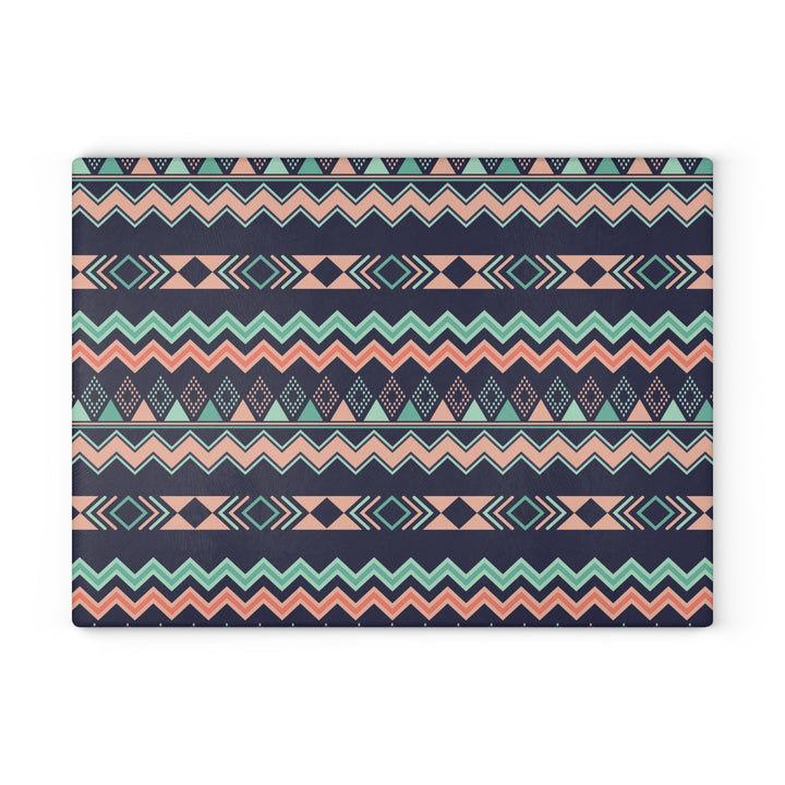 Peach Aztec Chevron - Glass Cutting Board