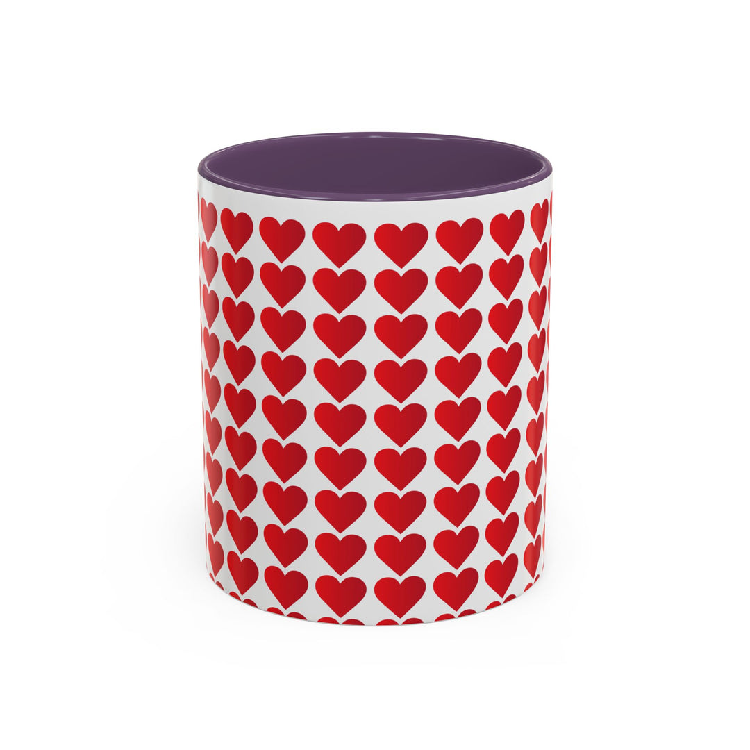 Red Valentine Hearts - Accent Coffee Mug (11, 15oz)