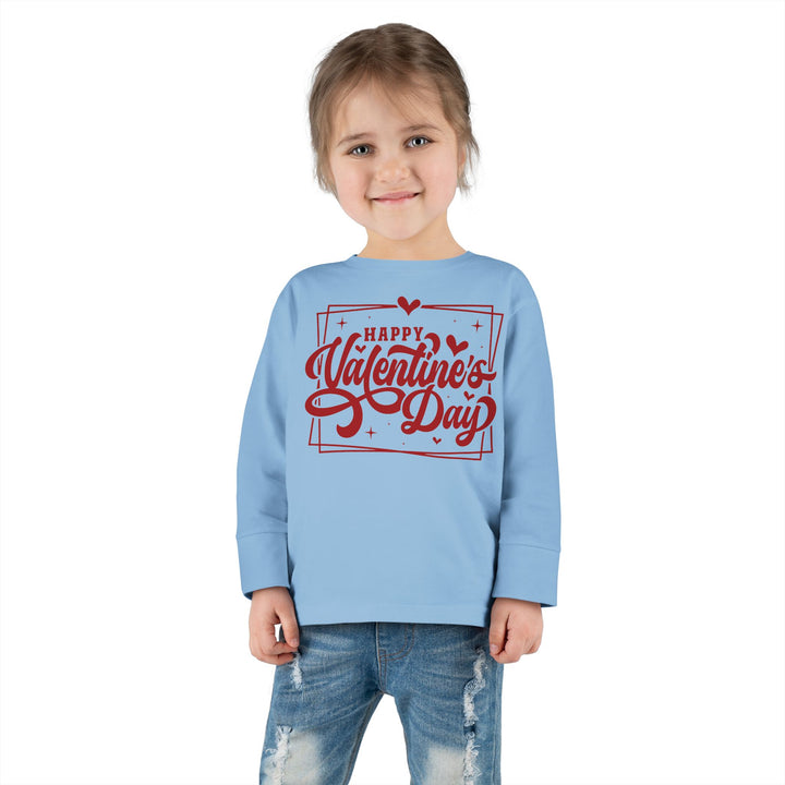 Happy Valentine's Day W/Hearts - Toddler Long Sleeve Tee