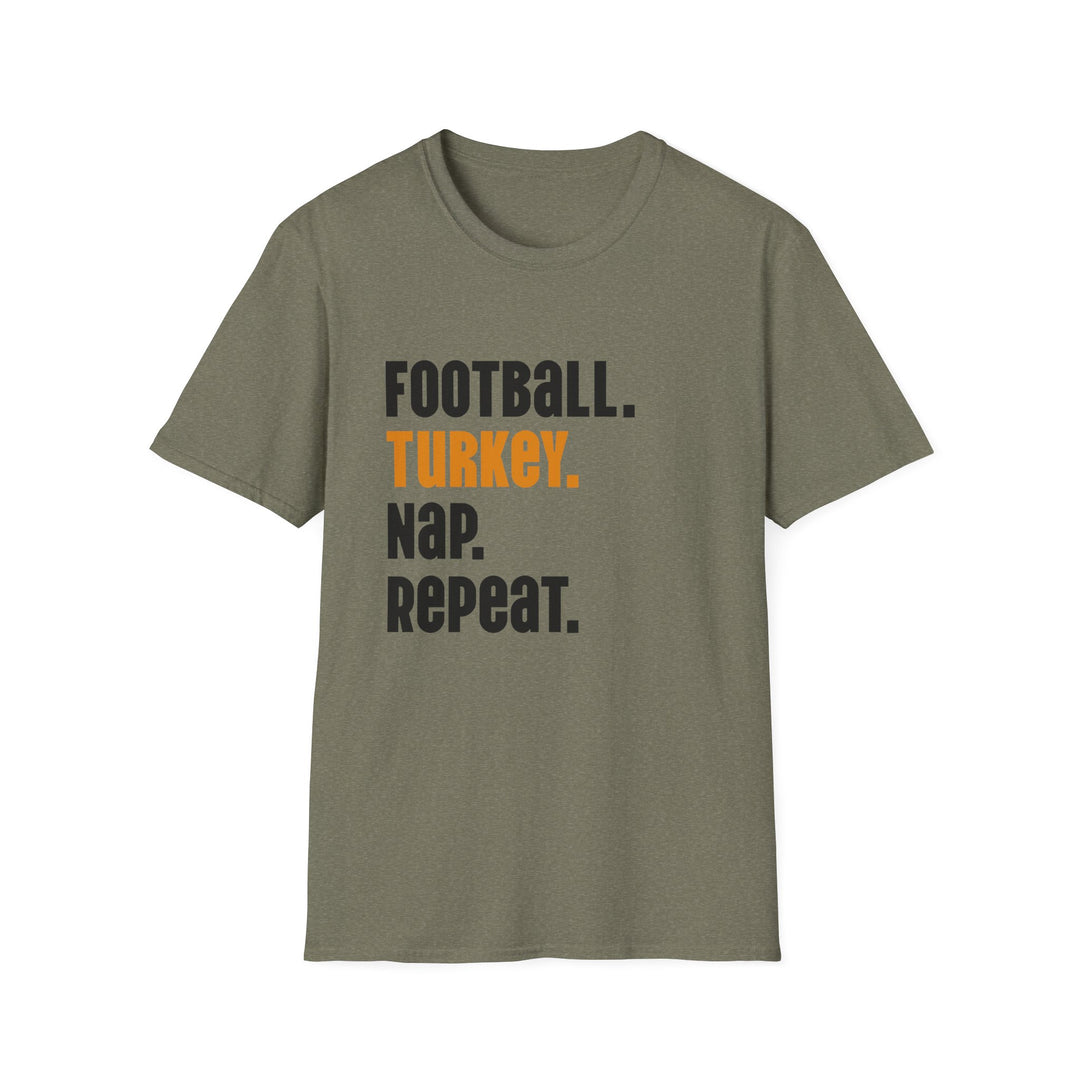 Football Turkey Nap Repeat - Unisex Softstyle T-Shirt