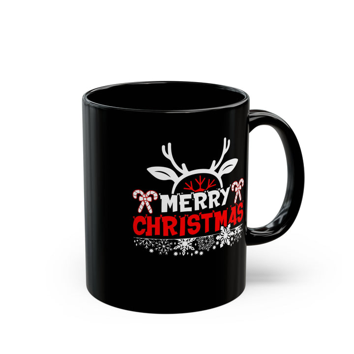 Merry Christmas Antlers - Black Mug (11oz, 15oz)
