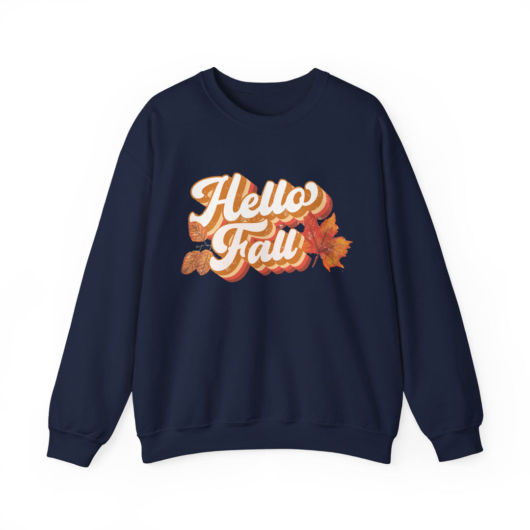 Retro Hello Fall - Unisex Heavy Blend™ Crewneck Sweatshirt