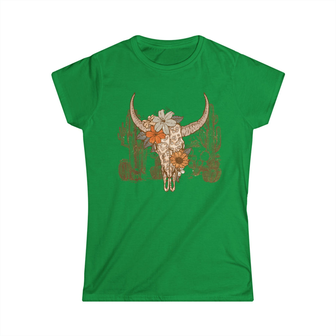 Flowery Leopard Skull - Women's Softstyle Tee