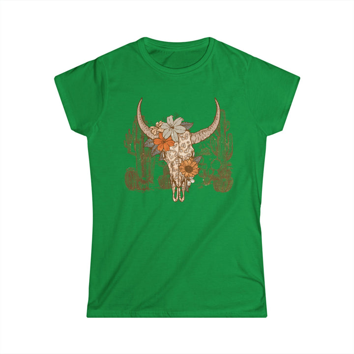 Flowery Leopard Skull - Women's Softstyle Tee