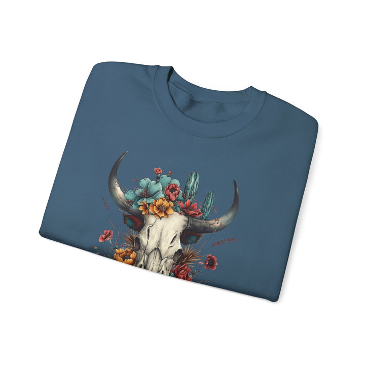 Bright And Flowery Skull - Unisex Heavy Blend™ Crewneck Sweatshirt