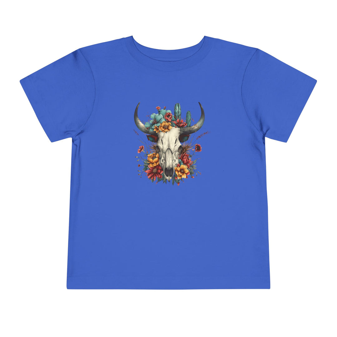 Bright And Flowery Skull - Toddler Short Sleeve Tee
