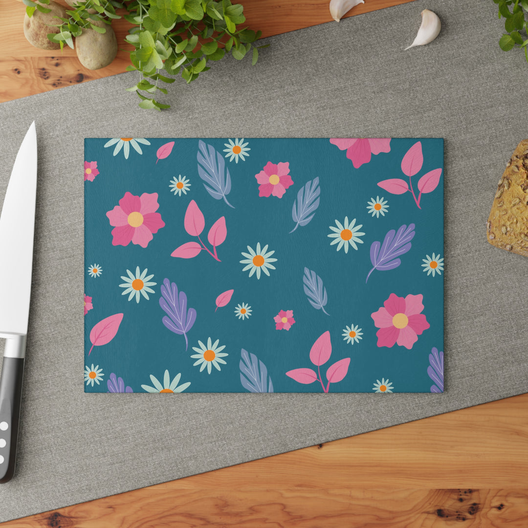 Bright Spring Pattern - Glass Cutting Board