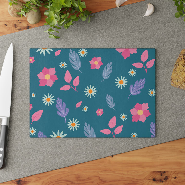 Bright Spring Pattern - Glass Cutting Board