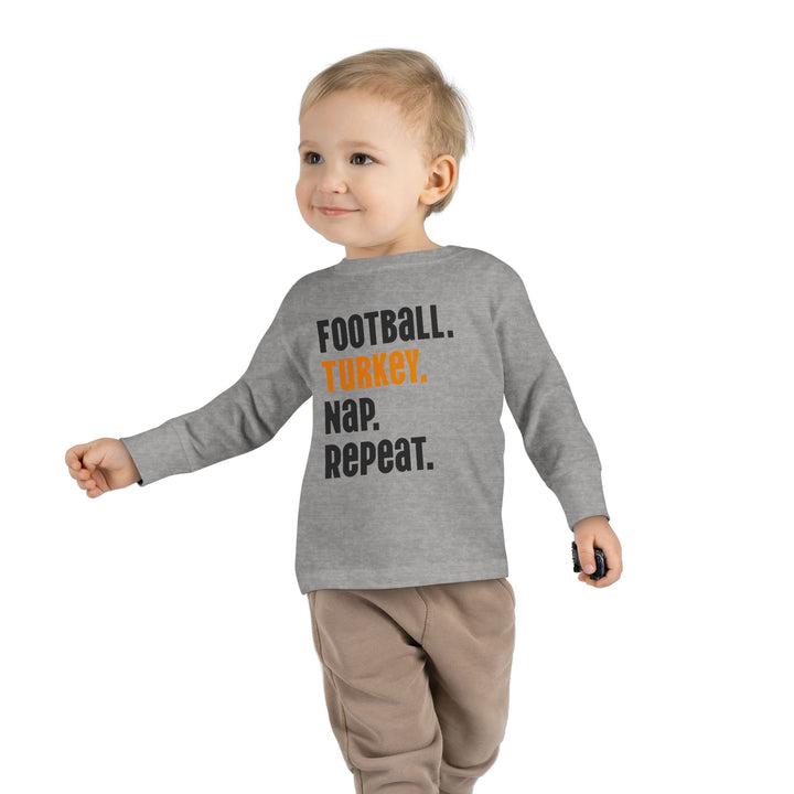 Football Turkey Nap Repeat - Toddler Long Sleeve Tee