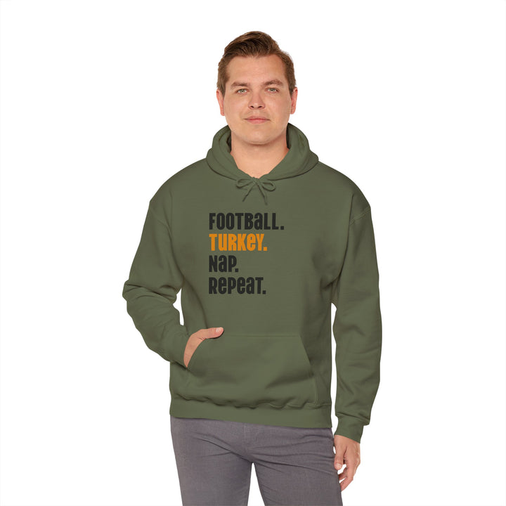 Football Turkey Nap Repeat - Unisex Heavy Blend™ Hooded Sweatshirt