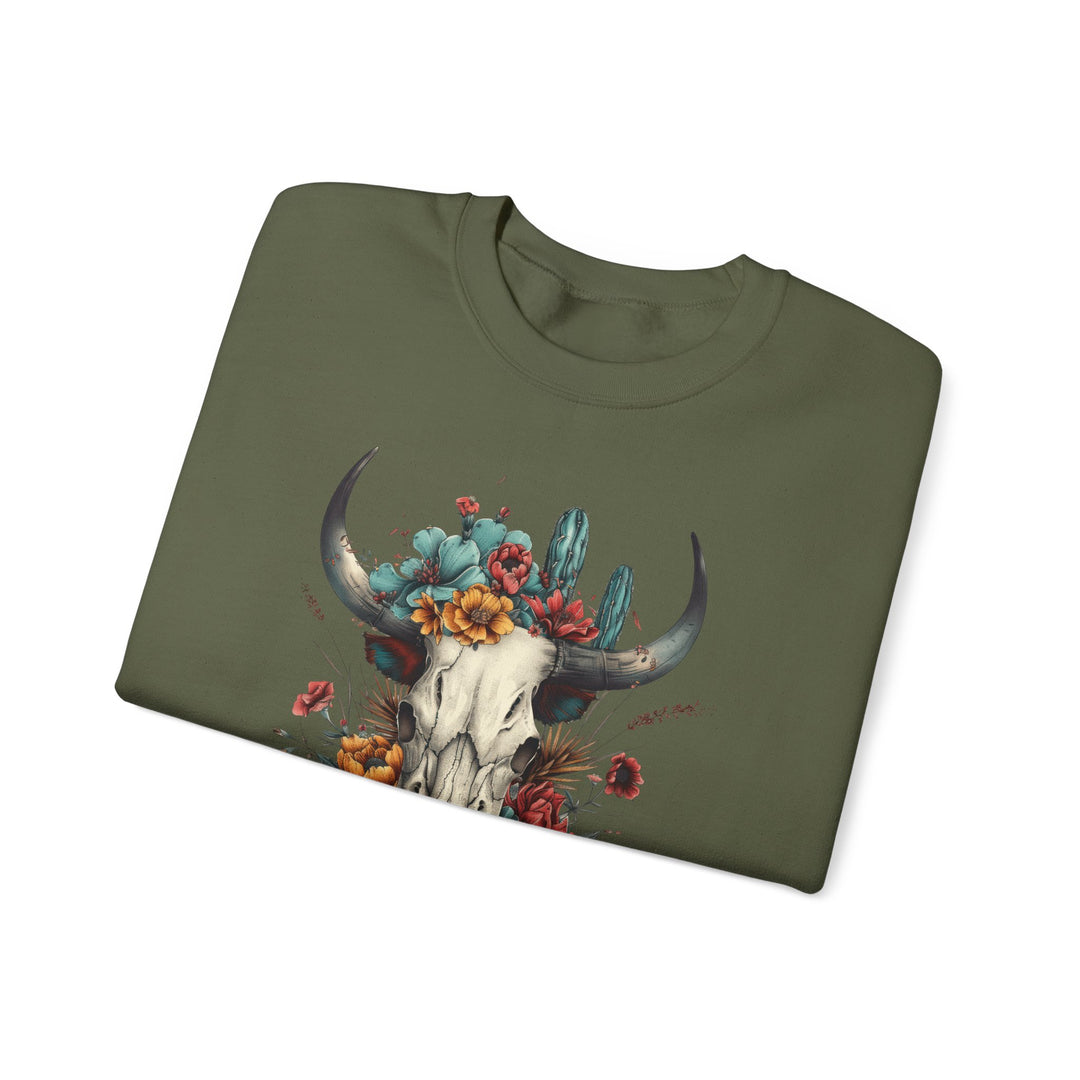 Bright And Flowery Skull - Unisex Heavy Blend™ Crewneck Sweatshirt