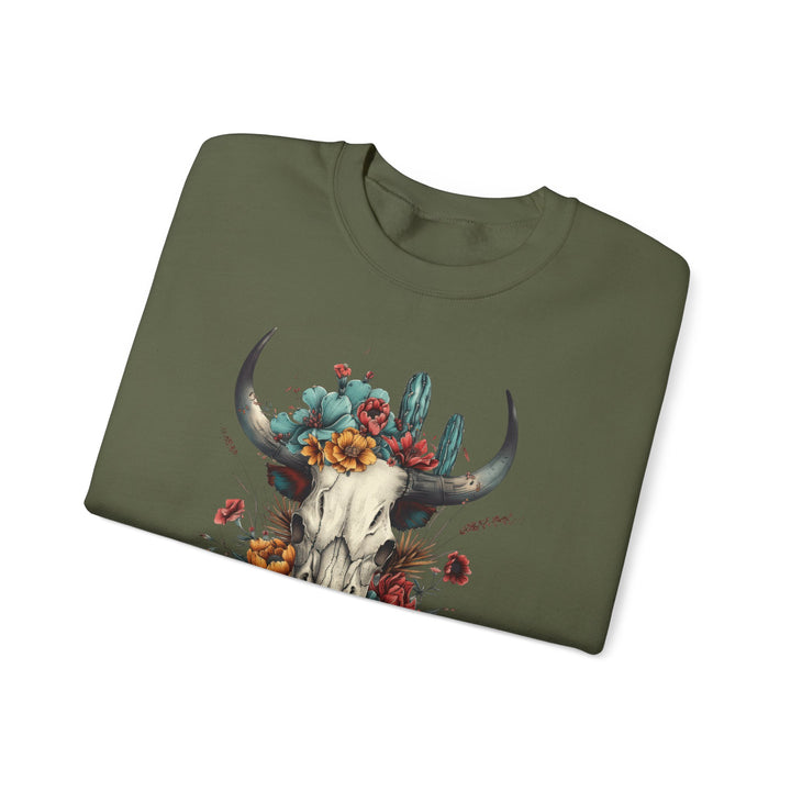 Bright And Flowery Skull - Unisex Heavy Blend™ Crewneck Sweatshirt