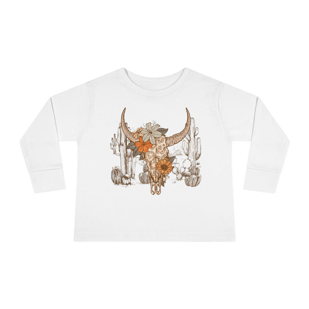 Flowery Leopard Skulll - Toddler Long Sleeve Tee