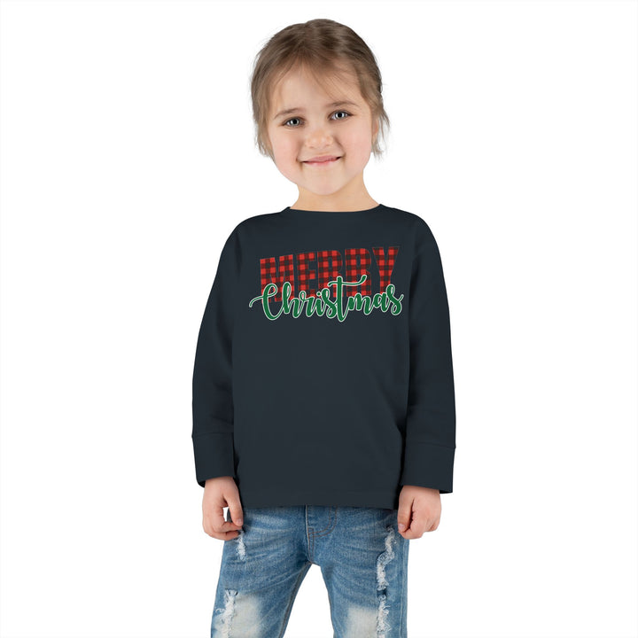Merry Christmas Buffalo Plaid - Toddler Long Sleeve Tee