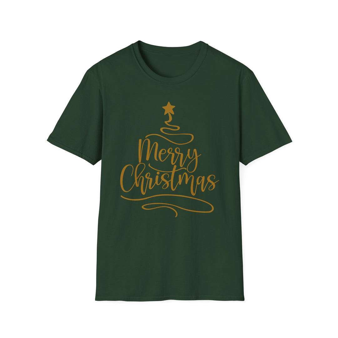 Merry Christmas Gold Tree - Unisex Softstyle T-Shirt