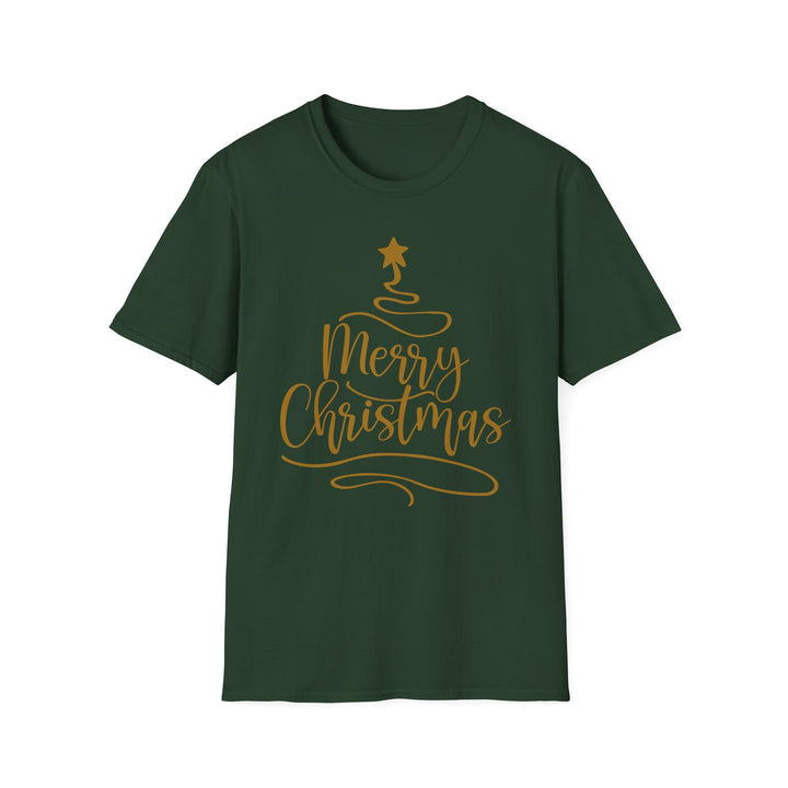 Merry Christmas Gold Tree - Unisex Softstyle T-Shirt