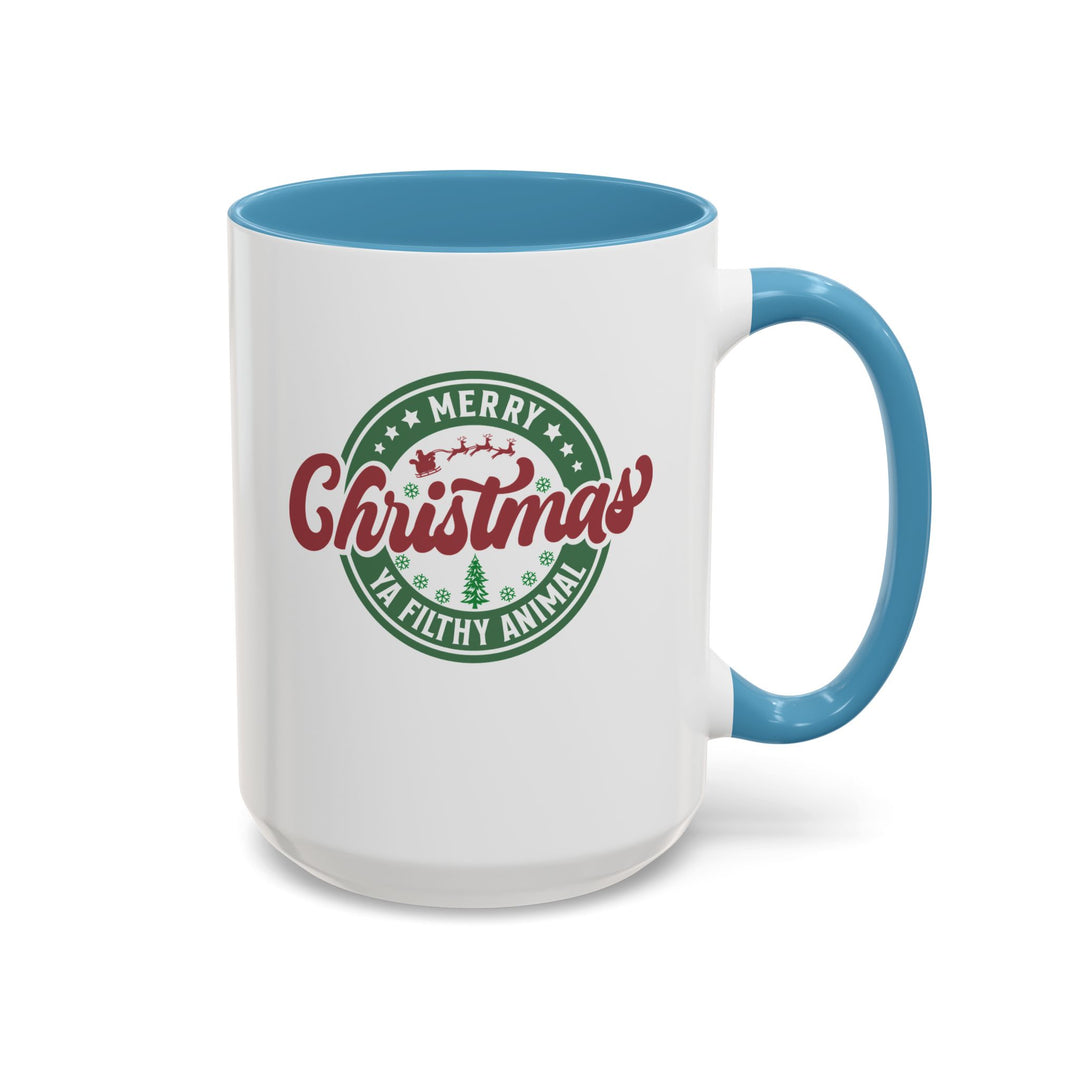 Merry Christmas Ya Filthy Animal - Accent Coffee Mug (11, 15oz)