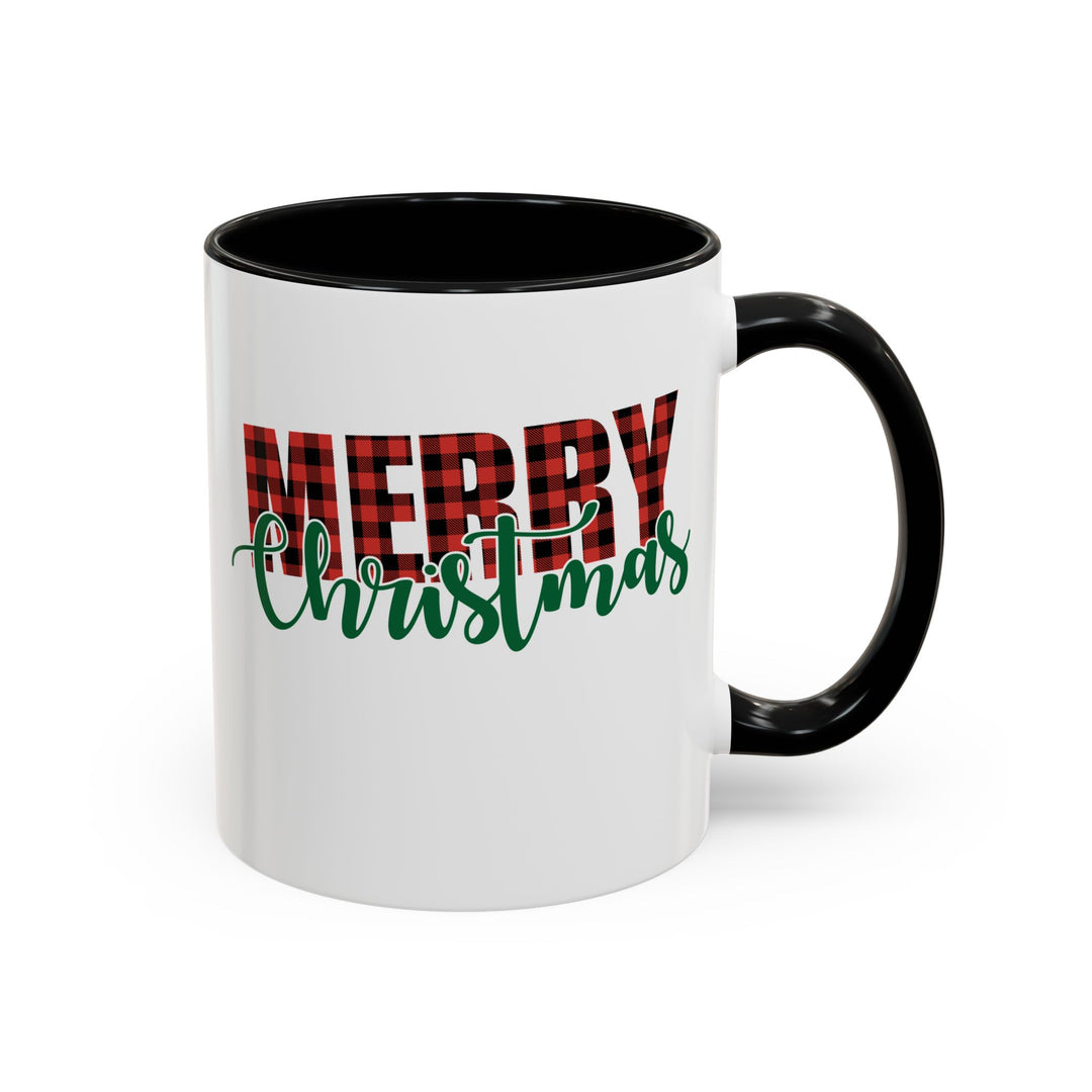 Merry Christmas Buffalo Plaid - Accent Coffee Mug (11, 15oz)