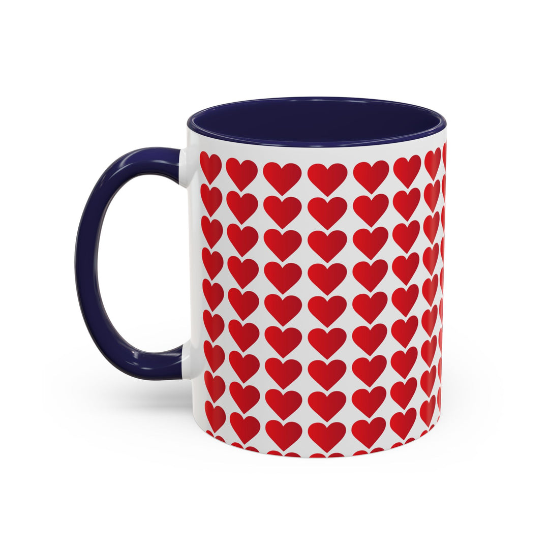 Red Valentine Hearts - Accent Coffee Mug (11, 15oz)