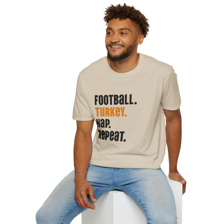 Football Turkey Nap Repeat - Unisex Softstyle T-Shirt