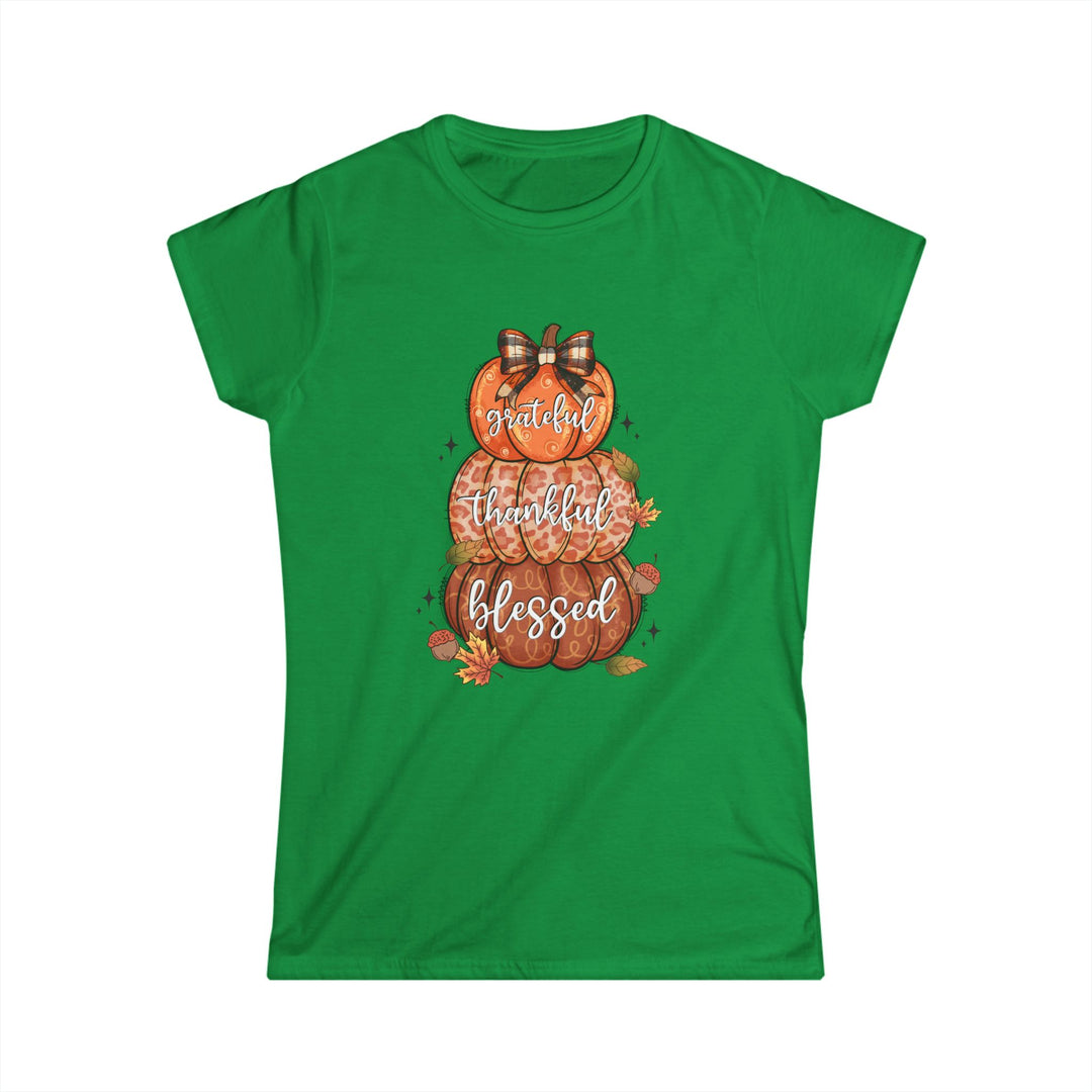 Grateful Thankful Blessed Pumpkins - Women's Softstyle Tee