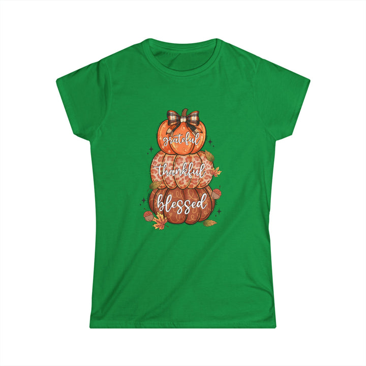Grateful Thankful Blessed Pumpkins - Women's Softstyle Tee