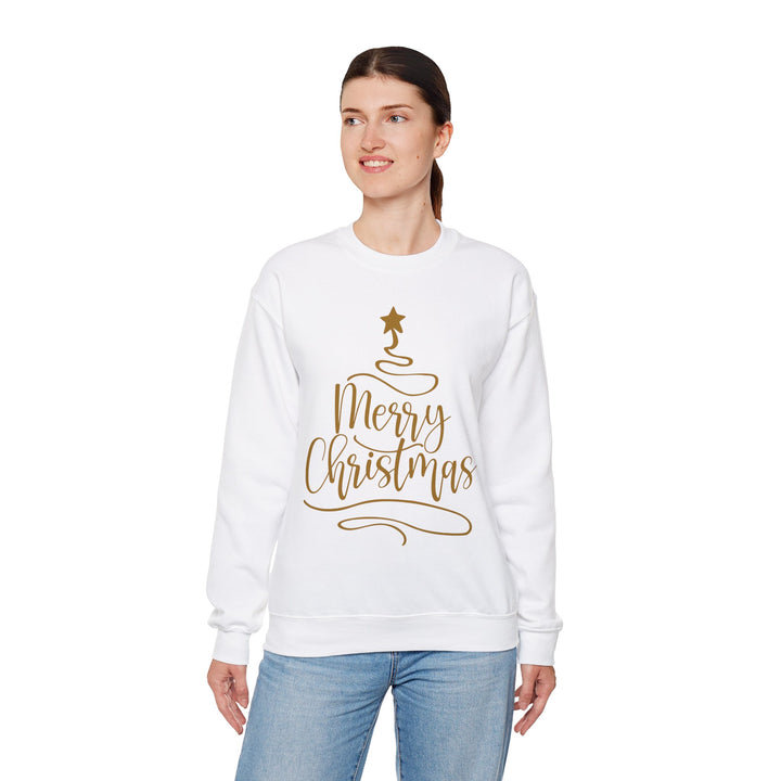 Merry Christmas Gold Tree - Unisex Heavy Blend™ Crewneck Sweatshirt