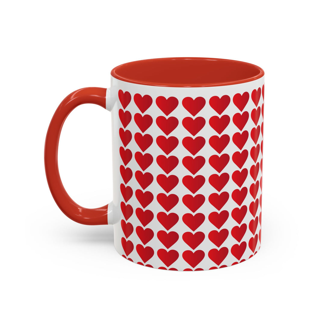 Red Valentine Hearts - Accent Coffee Mug (11, 15oz)