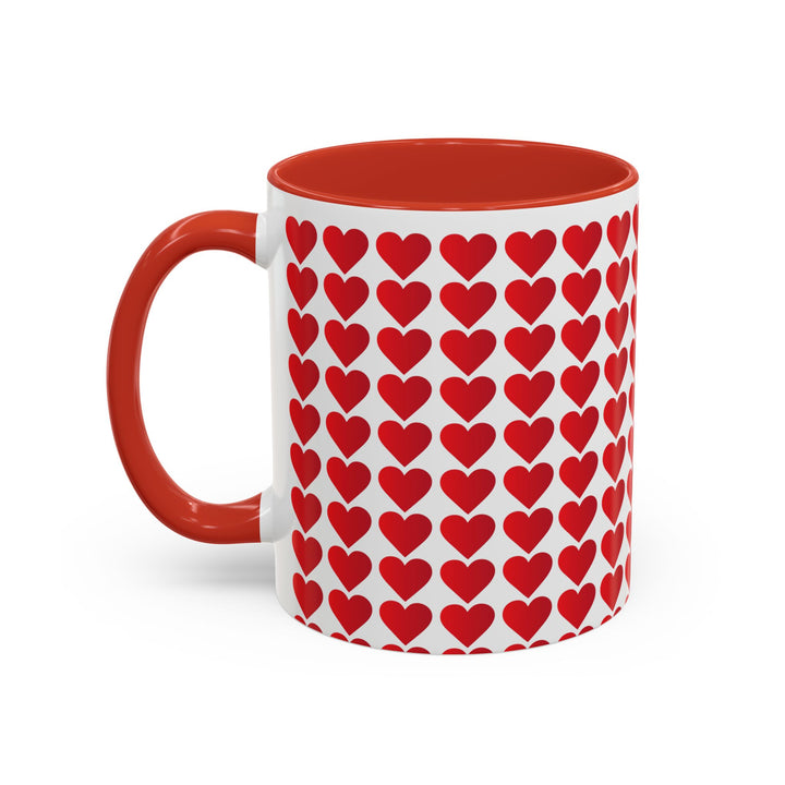 Red Valentine Hearts - Accent Coffee Mug (11, 15oz)
