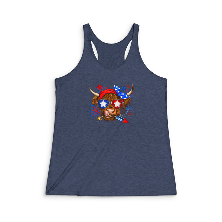 4th Of July Cow - Women's Tri-Blend Racerback Tank