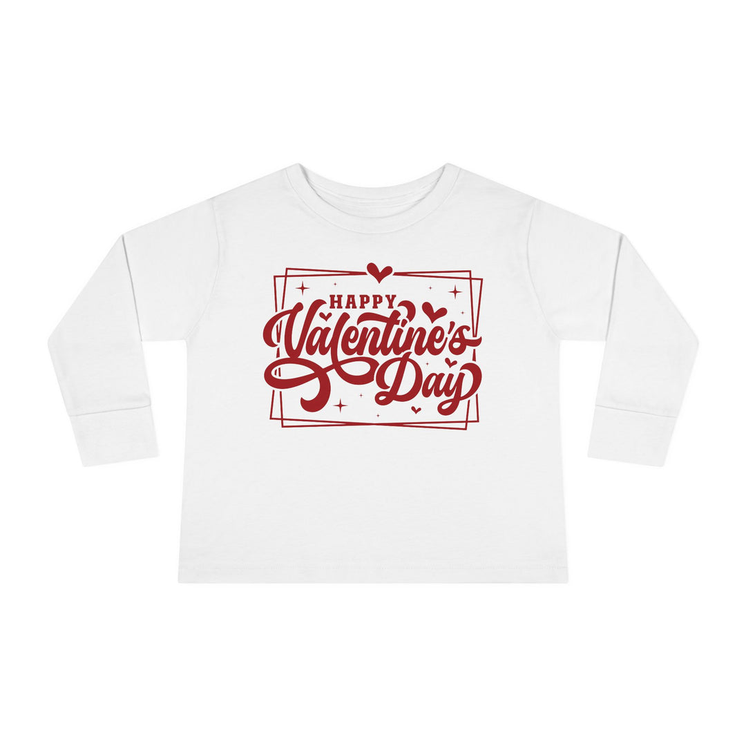 Happy Valentine's Day W/Hearts - Toddler Long Sleeve Tee
