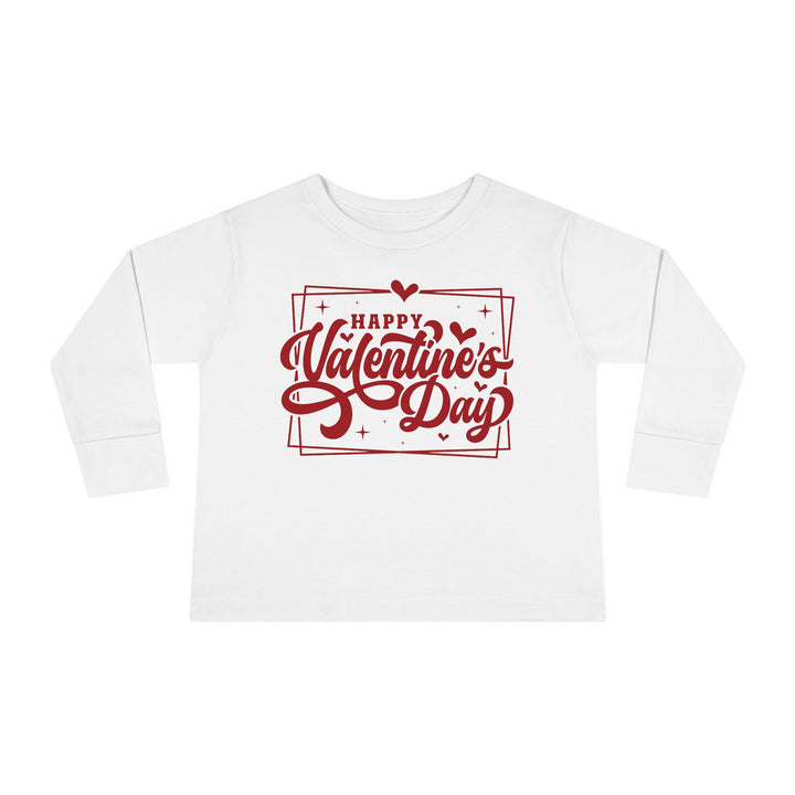 Happy Valentine's Day W/Hearts - Toddler Long Sleeve Tee