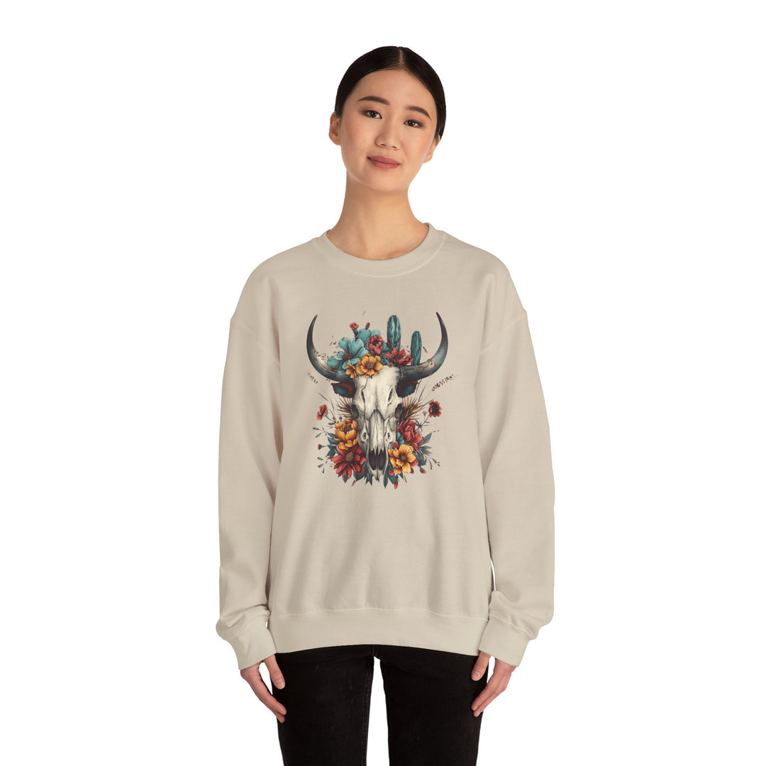 Bright And Flowery Skull - Unisex Heavy Blend™ Crewneck Sweatshirt